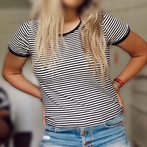 Mossimo Supply Co. black & white striped crop top